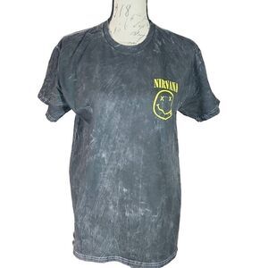 Nirvana Unisex Size Med Black Yellow Smiley Face Tie Dye Short Sleeve T-shirt